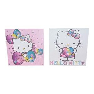 Sanrio Hello Kitty Wall Decor Plaque Signs (2) Pastels, Stars And Heart NEW